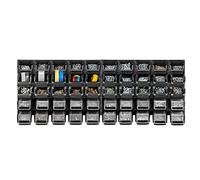 KADAX Scaffale da officina, 116 x 39 cm, in plastica robusta, sistema di stoccaggio resistente ai raggi UV, pannelli da parete espandibili, officina o giardino (nero, 50 pezzi v2)