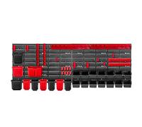 KADAX Scaffale da Officina, in Plastica, 116x39 cm, Nero e Rosso, 45 Pezzi