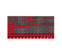 KADAX Scaffale da parete per attrezzi, grande, 174 x 78 cm, in plastica robusta, sistema modulare resistente ai raggi UV, pannelli da parete espandibili, scaffale da officina (rosso, 110 pezzi)