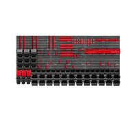 KADAX Scaffale da parete per attrezzi, grande, 174 x 78 cm, in plastica robusta, sistema modulare resistente ai raggi UV, pannelli da parete espandibili, scaffale (rosso e nero, 150 pezzi)