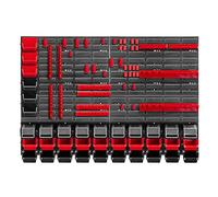 KADAX Mensola da officina, 116 x 78 cm, sistema di stoccaggio in plastica robusta, resistente ai raggi UV, pannelli da parete espandibili per garage, (rosso e nero, 80 pezzi)