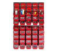 KADAX Scaffale da parete per officina, 58 x 78 cm, in plastica robusta, resistente ai raggi UV, pannelli da parete espandibili, per garage (rosso, 50 pezzi v2)