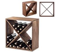 KADAX Scaffale per vino in legno, 52 x 25,5 x 52 cm, grande portabottiglie per molte bottiglie di vino, rustico, scaffale salvaspazio per bottiglie, robusto armadietto per vino, made in EU