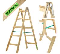 KADAX Scala a Pioli Doppia in Legno di Pino Impregnato Scaletta Pieghevole con
