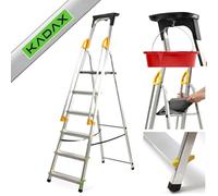 KADAX Scala Portatile in Alluminio, Scaletta Pieghevole con Gradini Antiscivolo e Corrimani Laterali, Portata Fino a 150 kg, Certificata EN 131 (6 Gradini)