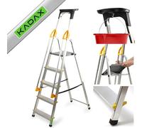 KADAX Scala Portatile in Alluminio, Scaletta Pieghevole con Gradini Antiscivolo e Corrimani Laterali, Portata Fino a 150 kg, Certificata EN 131 (5 Gradini)
