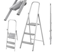 KADAX Scala unilaterale in acciaio con piedini antiscivolo, scala con ripiano...