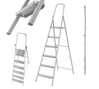 KADAX Scala unilaterale in acciaio con piedini antiscivolo, scala con ripiano...