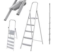 KADAX Scala unilaterale in acciaio con piedini antiscivolo, scala con ripiano...