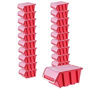 KADAX - Scatola impilabile con coperchio, scatola di archiviazione, in plastica PP, diverse dimensioni e colori, risvolto per parete con strumenti (rosso, 155 x 100 mm)