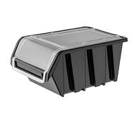 KADAX Scatola impilabile con coperchio, scatola di immagazzinaggio in plastica PP, scatola di immagazzinaggio in diverse dimensioni e colori, scatole di immagazzinaggio con risvolto (nero, 1 pezzo