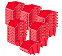 KADAX Scatola impilabile da officina in plastica PP, 118 x 98 mm, Rosso, 50 p...
