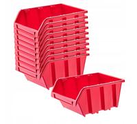 KADAX Scatola impilabile da officina, in plastica PP, rosso, 10 pezzi, 230 x ...