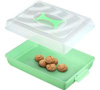 KADAX Scatola per Torte Con Coperchio, 43 x 30 x 12,5 cm, Contenitore in Plastica per Muffin, Rettangolare, Scatola per Alimenti (Menta v2)