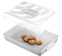 KADAX Scatola per torte con coperchio, 43 x 30 x 12,5 cm, contenitore per torte in plastica, contenitore per torte, muffin, rettangolare, scatola per alimenti (grigio v2)