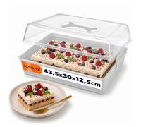 KADAX Scatola per torte rettangolare, 43 x 30 x 12,5 cm, contenitore per torte in plastica, con coperchio, muffin, scatola per alimenti (grigio)