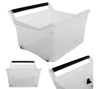 KADAX Scatola Portaoggetti Con Ruote, Contenitore in Plastica Con Maniglie, Trasparente (29 L)