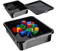 KADAX Scatola portaoggetti rettangolare con coperchio, contenitore portaoggetti, contenitore impilabile, scatola in plastica, scatola portaoggetti salvaspazio (10L, nero)