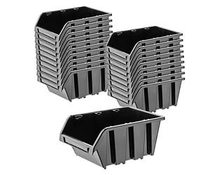 Kadax Scatole portaoggetti da parete, impilabili, in plastica, ideali per organizzare i tuoi utensili, contenitori a becco per garage (confezione da 20: nero, 230 x 160 mm)