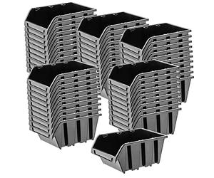KADAX Scatole portaoggetti da parete, scatole impilabili in plastica per organizzare i tuoi strumenti, contenitori per beccuccio per garage (confezione da 50: nero, 155 x 100 mm)