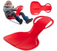 KADAX Scivolo popor per bambini, scivolo da neve in plastica, 59 x 39 x 17 cm, piatto da neve, piatto antiscivolo con maniglie, scivolo per spazzaneve (rosso)