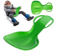KADAX Scivolo popor per bambini, scivolo da neve in plastica, 59 x 39 x 17 cm, piatto da neve, piatto antiscivolo con maniglie, scivolo per spazzaneve (verde)
