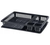 KADAX Scolapiatti da Appoggio con Portaposate e Vaschetta Raccogligocce in Plastica, Scolapiatti da Cucina per Piatti e Bicchieri (Antracite, 38 x 30 cm)