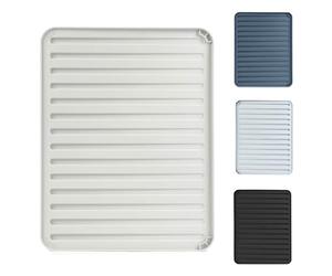 KADAX Scolapiatti per piatti, tappetino di asciugatura piatto con drenaggio 40 x 30 cm, tappetino di scarico per vetreria, scarico per cucina, scolapiatti (bianco)