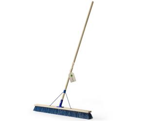 KADAX Scopa da strada a manico lungo in legno e nylon con supporto per manico in metallo, ampia scopa industriale confortevole, sabbia, diverse dimensioni (100 cm)