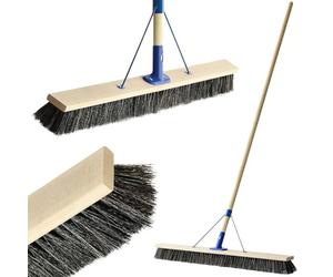 KADAX Scopa da strada con manico lungo in legno, ampia scopa in legno, robusta spazzola industriale, spazzola per raschietto, scopa per cortile (100 cm)