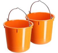 KADAX Secchio da costruzione in plastica, secchio per malta con manico in filo di zinco, secchio, secchio per cemento, secchio per malta, secchio per acqua (arancione, 12 l, 2 pezzi)