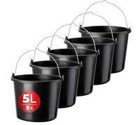 KADAX Secchio da Costruzione plastica, 5L, Secchio di Mortaio per Giardino, Cantiere, Secchio con Manico, Secchio d'Acqua, Secchio di Cemento Stabile, Secchio di Mortaio, Secchio in Gesso, Nero (5)