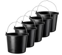 Kadax Bauheimer, 12L, secchio di mortaio fatto di plastica, secchio d'acqua per giardino, cantiere, secchio nero, secchio di cemento stabile, secchio di mortaio, secchio di pulizia, muratore (5)