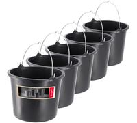 KADAX, secchio in plastica da 5 l, per malta, da giardino, per cantieri, con maniglia, per l'acqua, per cemento e per pattumiera, nero (5)