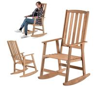 KADAX Sedia a Dondolo Classica in Legno, Scuro, con Braccioli e Schienale Alto, Ideale per Giardino e Interni