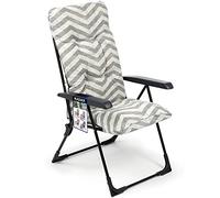 KADAX Sedia da giardino schienale regolabile, sedia rilassante fatta di struttura in acciaio rivestita in polvco fino a 110 kg, lettino da giardino con cuscini (angolo s, zigzag grigio)