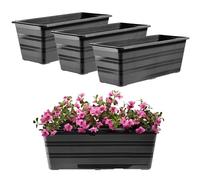 KADAX Set 3x40 cm Fioriera Antracite, vaso da balcone in plastica, contenitore per piante resistente alle intemperie, vaso da fiori, fioriera per ringhiera