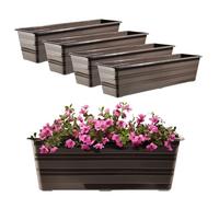 KADAX Set 4x60 cm Fioriera Marrone, Vaso da Balcone in Plastica, Fioriera Resistente alle Intemperie, Vaso per Fiori, Fioriera da Ringhiera per Fiori