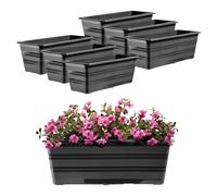 KADAX Set 6x40 cm Fioriera Antracite, Vaso da Balcone in Plastica, Fioriera Resistente alle Intemperie, Vaso per Fiori, Fioriera da Ringhiera per Fiori