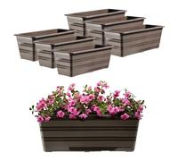 KADAX Set 6x40 cm Fioriera Marrone, Vaso da Fiori in Plastica per Balcone, Resistente alle Intemperie, Vaso da Fiori, Fioriera per Ringhiera