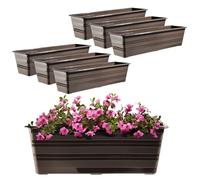 KADAX Set 6x60 cm Fioriera Marrone, Vaso da Balcone in Plastica, Fioriera Resistente alle Intemperie, Vaso per Fiori, Fioriera da Ringhiera per Fiori
