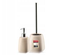 KADAX Set da bagno da 2 pezzi in ceramica, accessori da bagno, dispenser di sapone, bicchiere da bagno, portasapone e scopino WC (spazzola e dispenser beige) (K8180)