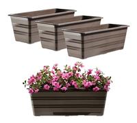 KADAX Set da 3 x 40 cm, colore: marrone, vaso da balcone in plastica, resistente alle intemperie, vaso per fiori, ringhiera per fiori