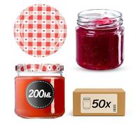 KADAX Set da 50 barattoli da 200ml TO66, vasetti per marmellata e conserve Mason Jar con coperchio a vite, ermetici e lavabili in lavastoviglie, barattoli per miele e dessert