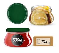 KADAX Set di 10 barattoli per marmellata da 300 ml, TO82, con coperchio a vite, ermetici, per miele e marmellate