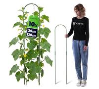 KADAX Set di 10 bastoncini per piante in acciaio con rivestimento in plastica, 24 x 120 cm, per pomodori a forma di arco, per pomodori, cetrioli e piante rampicanti
