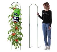KADAX Set di 10 bastoncini per piante in acciaio con rivestimento in plastica, 28 x 155 cm, per pomodori a forma di arco, per pomodori, cetrioli e piante rampicanti