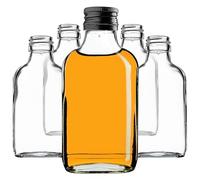 KADAX Set di 10 bottiglie di vetro da 100 ml con tappi neri, per acqueviti e liquori, ermetiche per infusioni e regali