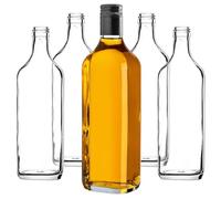 KADAX Set di 10 Bottiglie in Vetro 500ml con Tappo a Vite Nero, Lungo - Bottiglie vuote da riempire per succhi, sciroppo, Olio e liquore, conservazione Alimentare