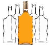 KADAX Set di 10 bottiglie in vetro 500ml con tappo a vite Oro, Lunghe - bottiglie vuote da riempire per succhi, sciroppo, olio e liquore, conservazione alimentare